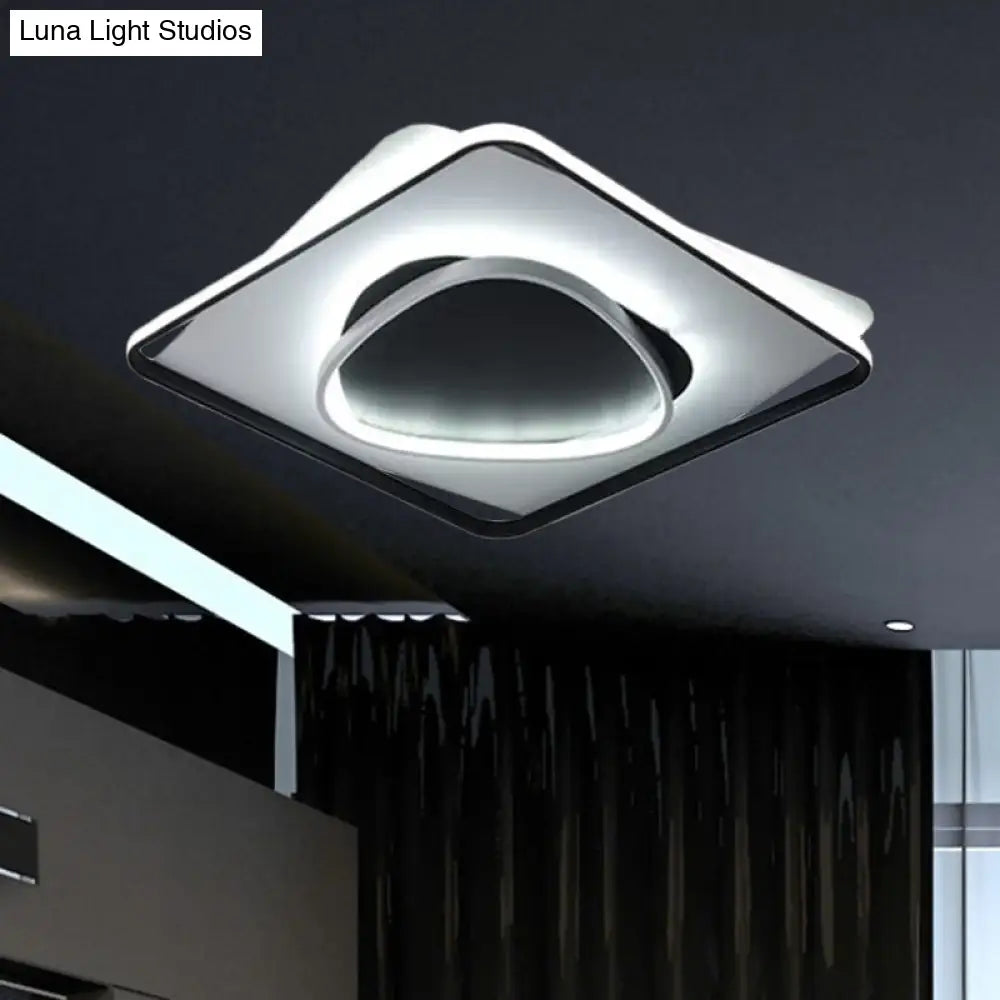 Modern Led Acrylic Flush Mount Black Ceiling Light In Warm/White - 18’/23.5’ Wide