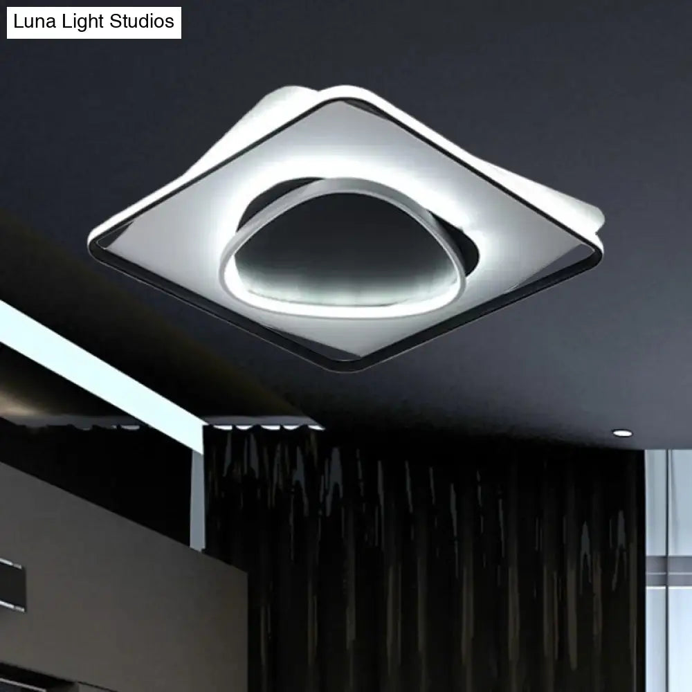 Modern Led Acrylic Flush Mount Black Ceiling Light In Warm/White - 18/23.5 Wide