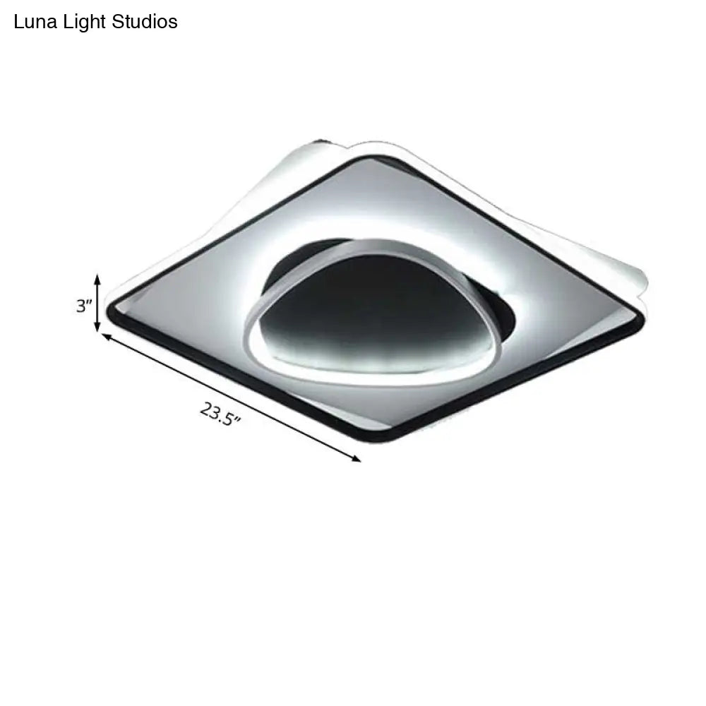 Modern Led Acrylic Flush Mount Black Ceiling Light In Warm/White - 18’/23.5’ Wide