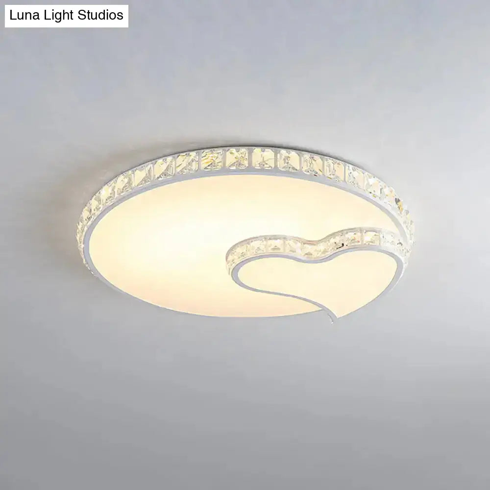 Modern Led Acrylic Flush Mount Ceiling Lamp With Clear Crystal Edge For Bedroom