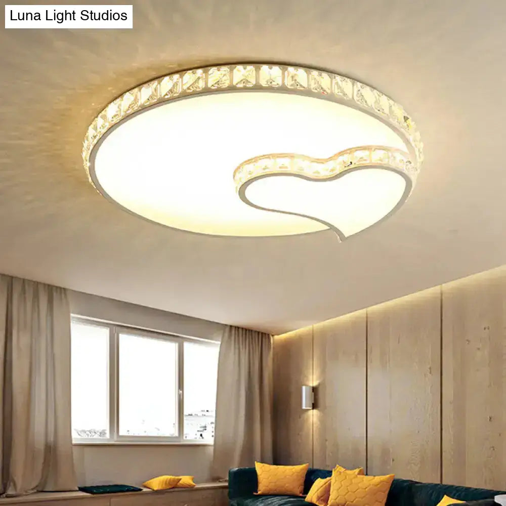 Modern Led Acrylic Flush Mount Ceiling Lamp With Clear Crystal Edge For Bedroom