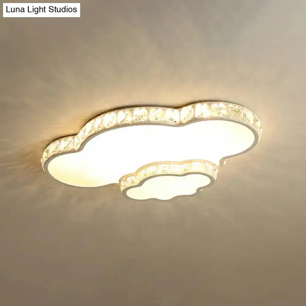 Modern Led Acrylic Flush Mount Ceiling Lamp With Clear Crystal Edge For Bedroom