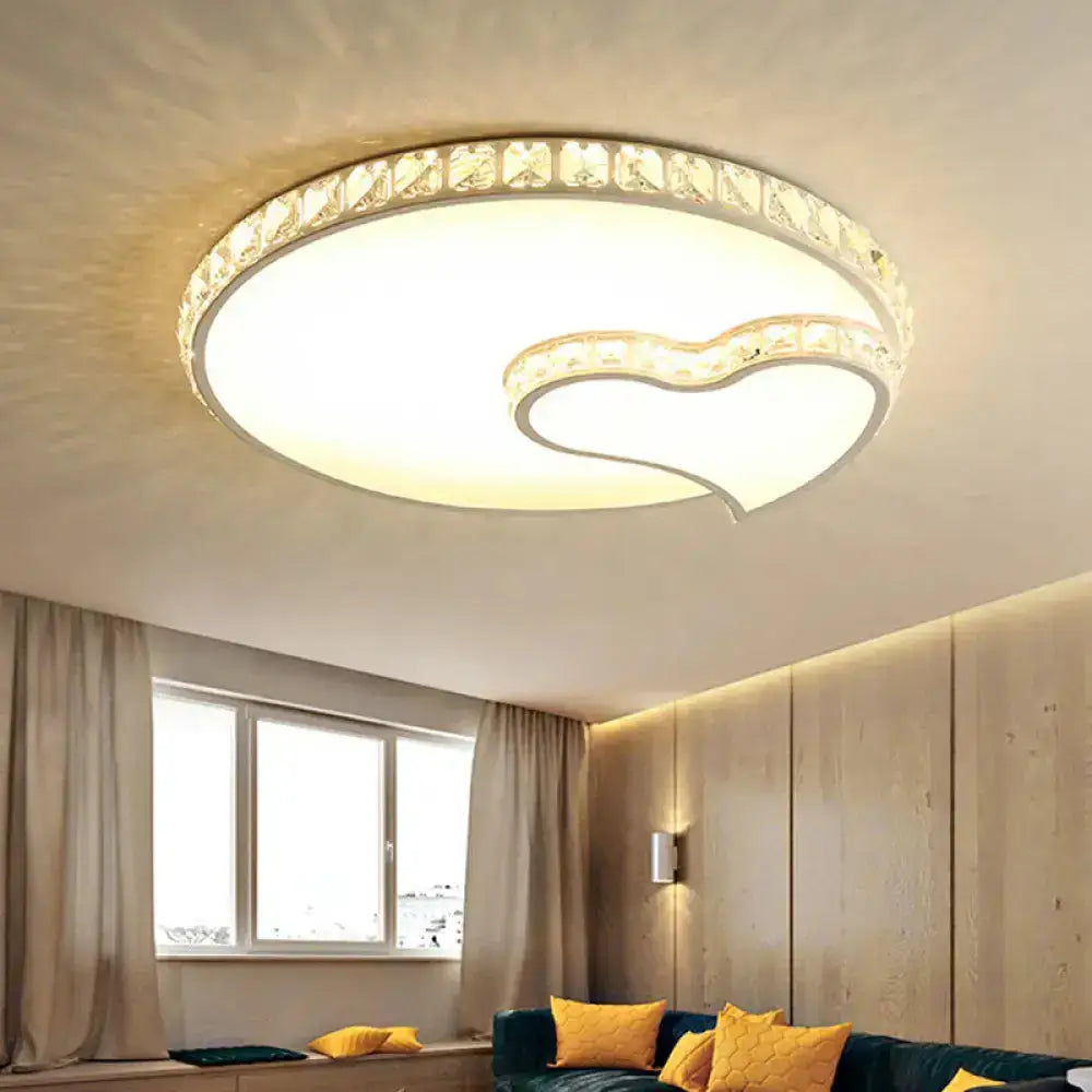 Modern Led Acrylic Flush Mount Ceiling Lamp With Clear Crystal Edge For Bedroom / A