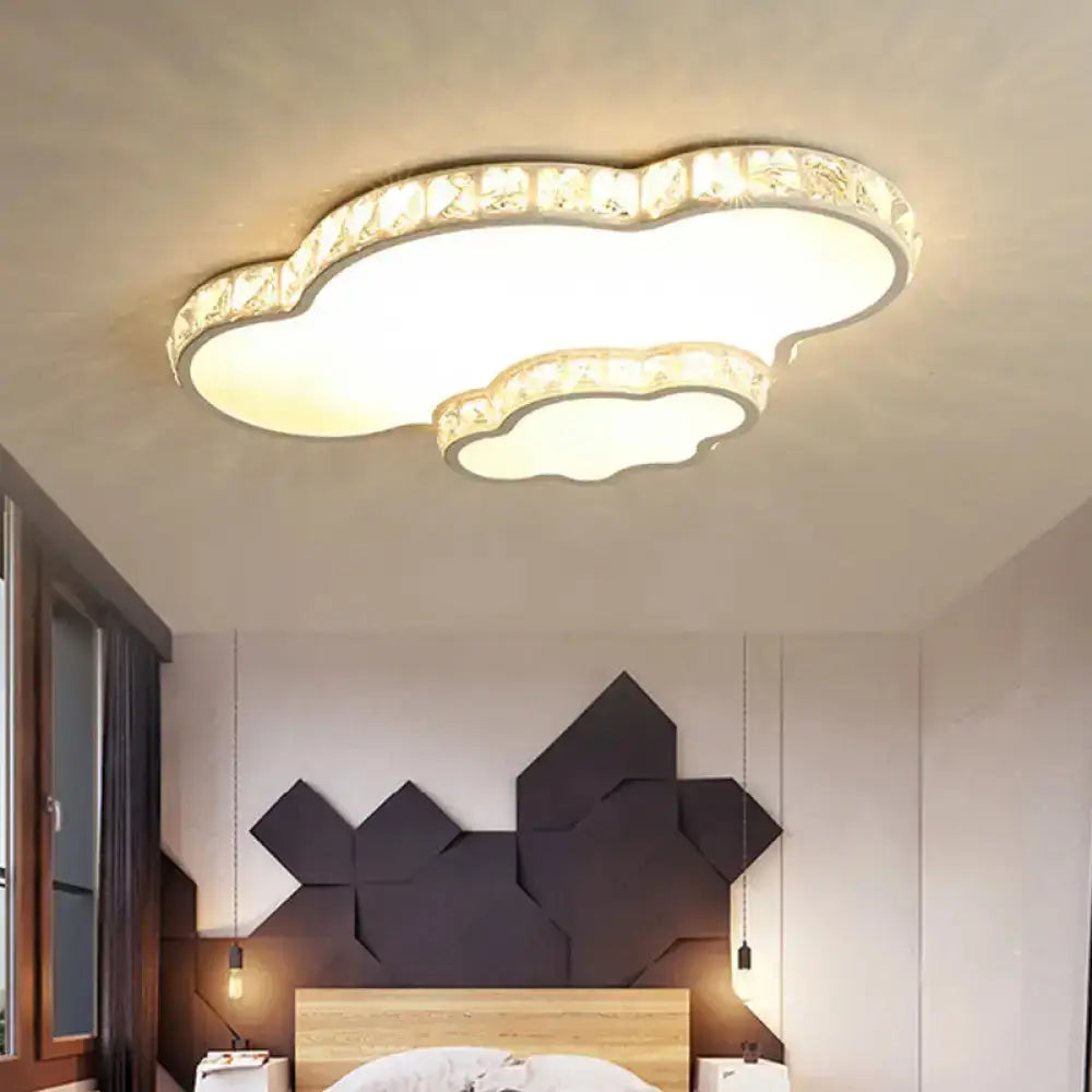 Modern Led Acrylic Flush Mount Ceiling Lamp With Clear Crystal Edge For Bedroom / B