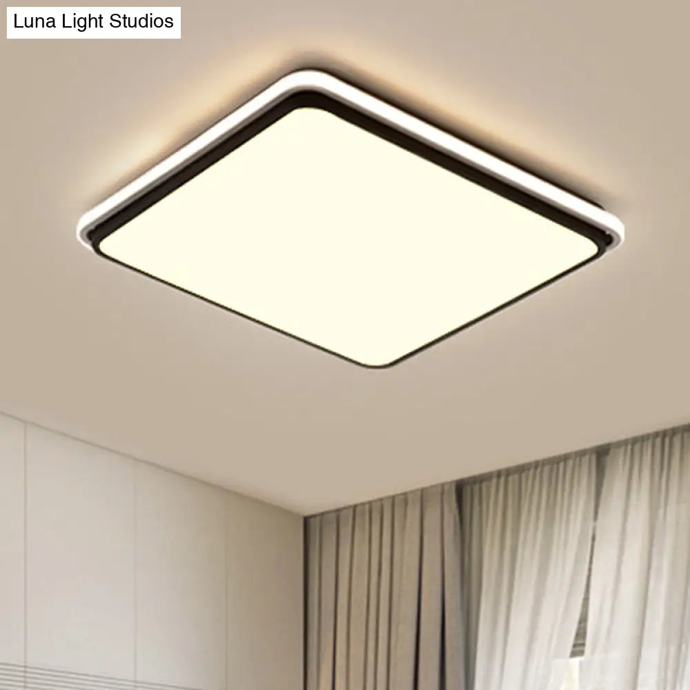 Modern Led Acrylic Flush Mount Ceiling Light - 16’/19.5’/35.5’ Wide Black & White