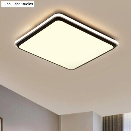 Modern Led Acrylic Flush Mount Ceiling Light - 16/19.5/35.5 Wide Black & White Square/Rectangle
