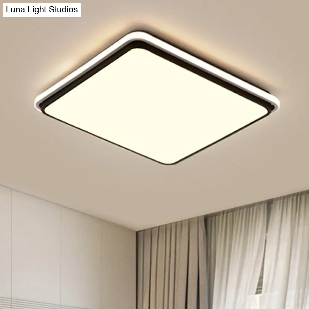 Modern Led Acrylic Flush Mount Ceiling Light - 16/19.5/35.5 Wide Black & White Square/Rectangle