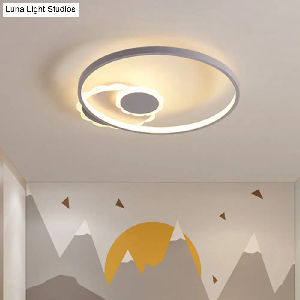 Modern Led Acrylic Flush Mount Ceiling Light For Bedroom - White Round Design W/ Warm Or