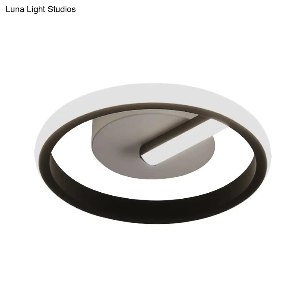 Modern Led Acrylic Flushmount Light In Black For Corridor - White/Warm