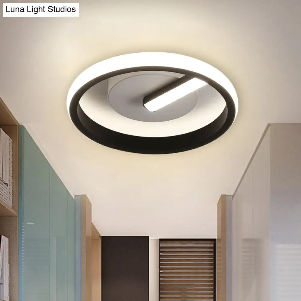 Modern Led Acrylic Flushmount Light In Black For Corridor - White/Warm / Warm