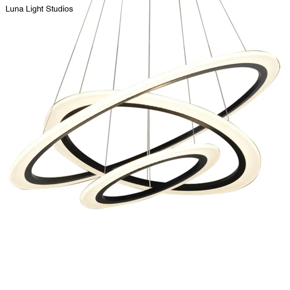 Modern Led Acrylic Hanging Pendant Light - White Circular Stairway Chandelier