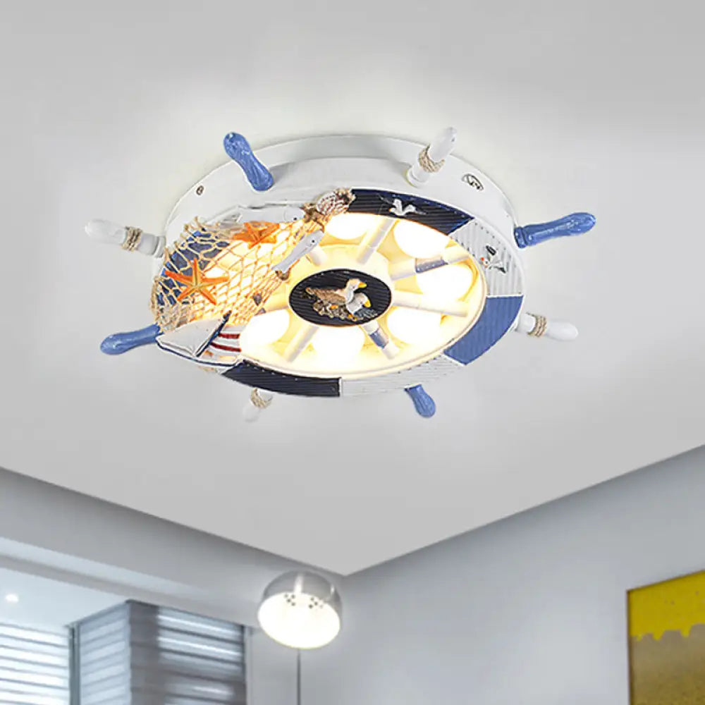 Modern Led Acrylic Rudder Ceiling Lamp - White Flush Mount With Fishing Net Deco Warm/White Light /
