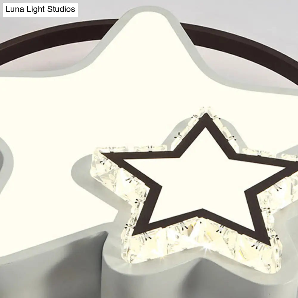 Modern Led Acrylic Star Flushmount Ceiling Light - White Flush Mount For Bedrooms
