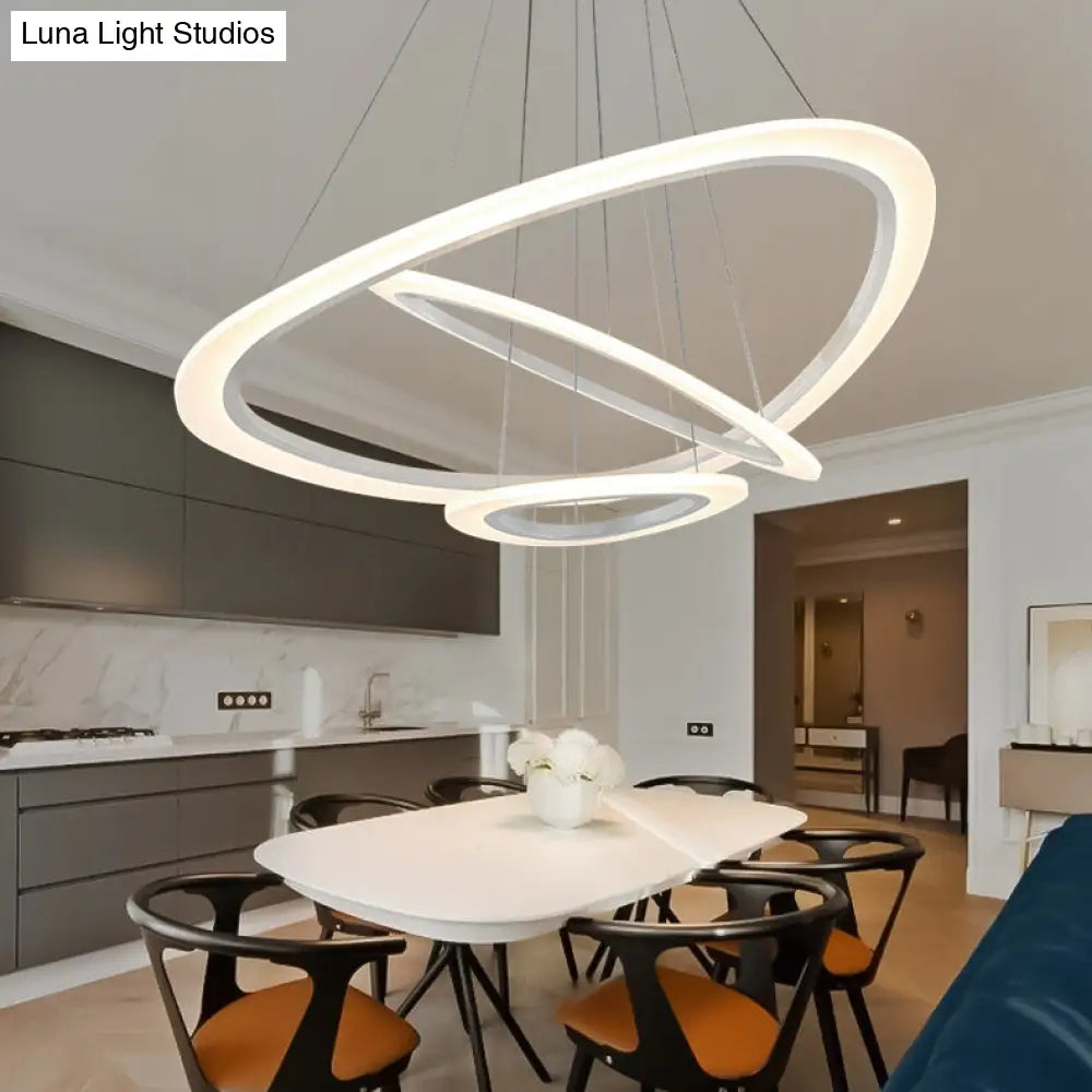 Modern Acrylic Triangle Chandelier - Led Ceiling Pendant Light In Warm/White 1/2/3-Head Fixture