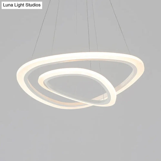 Modern Acrylic Triangle Chandelier - Led Ceiling Pendant Light In Warm/White 1/2/3-Head Fixture 2 /