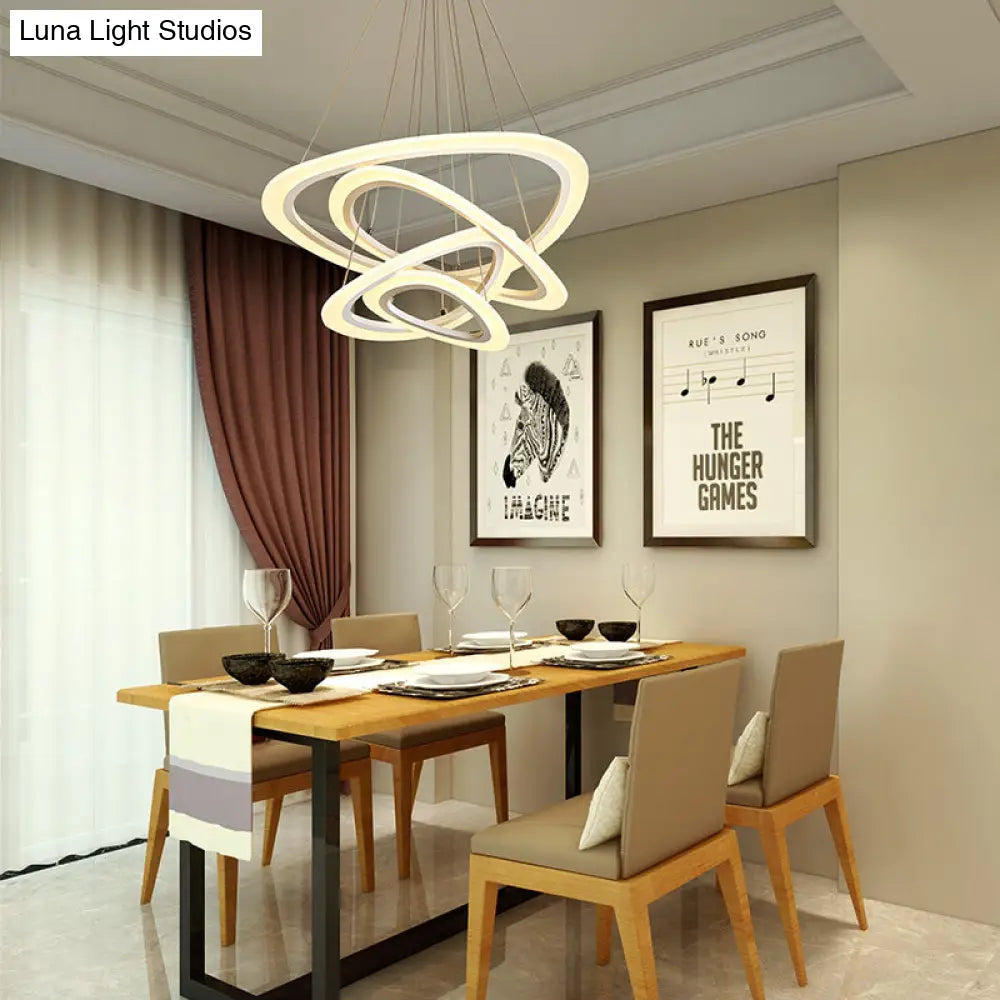 Modern Acrylic Triangle Chandelier - Led Ceiling Pendant Light In Warm/White 1/2/3-Head Fixture