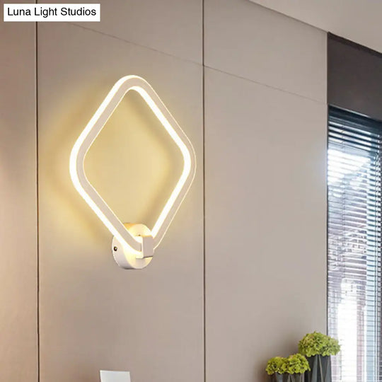 Modern Led Acrylic Wall Lamp For Bedside With Rhombus Frame