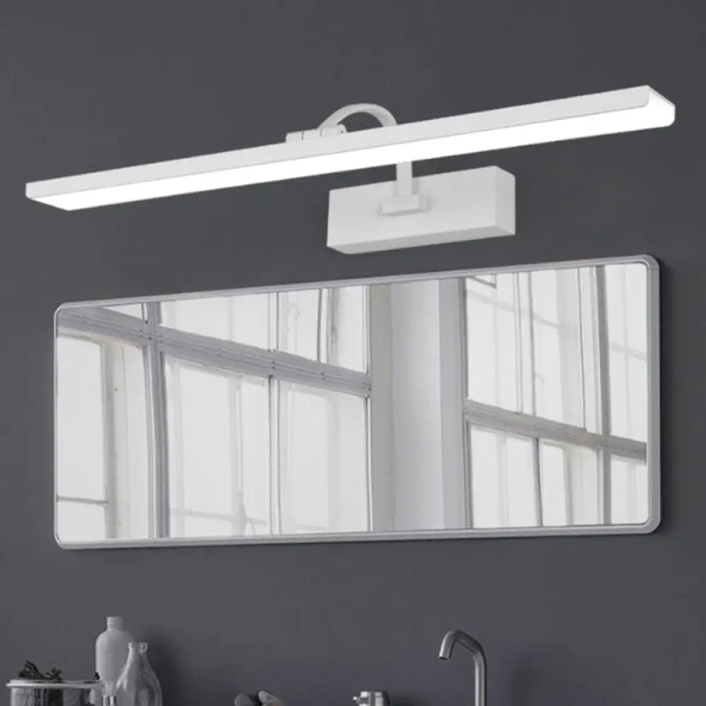 Modern Led Acrylic Wall Mounted Vanity Sconce With Curved Arm White Rectangle Lighting For Bathroom