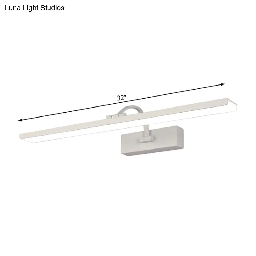 Modern Led Acrylic Wall Mounted Vanity Sconce With Curved Arm White Rectangle Lighting For Bathroom