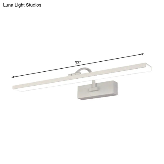 Modern Led Acrylic Wall Mounted Vanity Sconce With Curved Arm White Rectangle Lighting For Bathroom