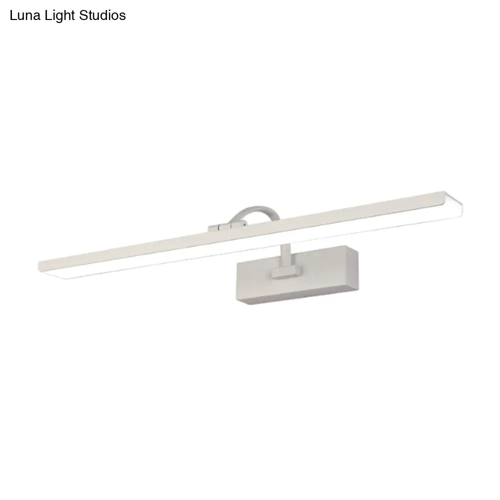 Modern Led Acrylic Wall Mounted Vanity Sconce With Curved Arm White Rectangle Lighting For Bathroom