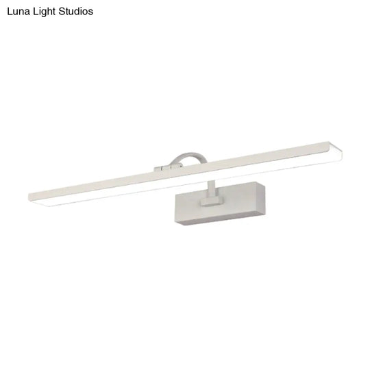 Modern Led Acrylic Wall Mounted Vanity Sconce With Curved Arm White Rectangle Lighting For Bathroom