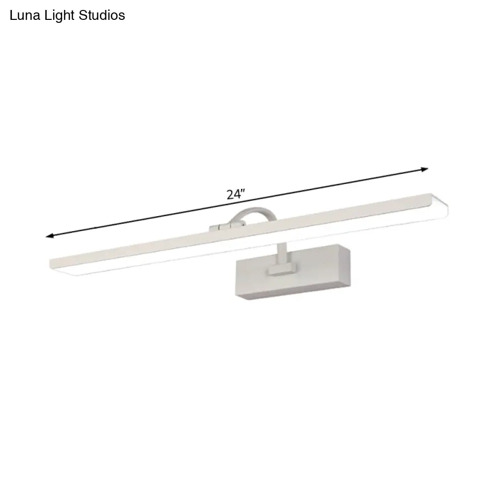 Modern Led Acrylic Wall Mounted Vanity Sconce With Curved Arm White Rectangle Lighting For Bathroom