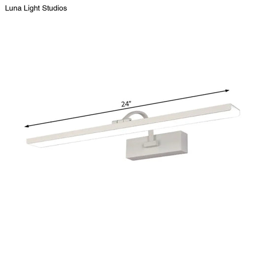 Modern Led Acrylic Wall Mounted Vanity Sconce With Curved Arm White Rectangle Lighting For Bathroom