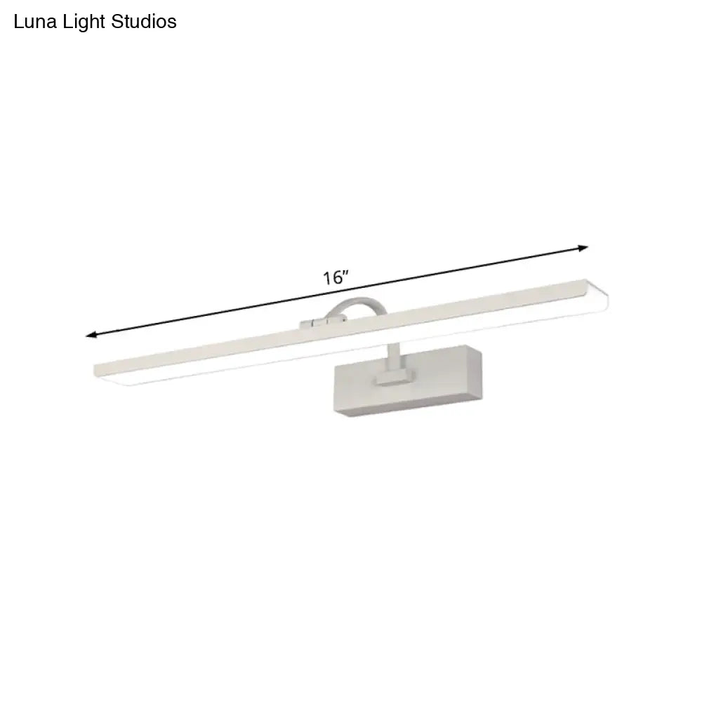 Modern Led Acrylic Wall Mounted Vanity Sconce With Curved Arm White Rectangle Lighting For Bathroom