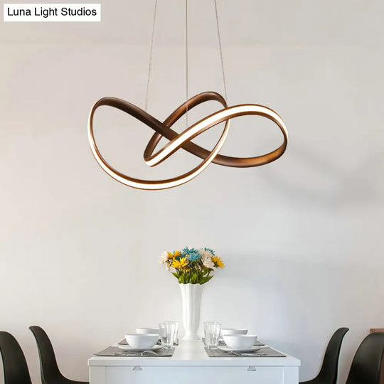 Modern Led Aluminum Pendant Light Fixture For Living Room With Twisting Design