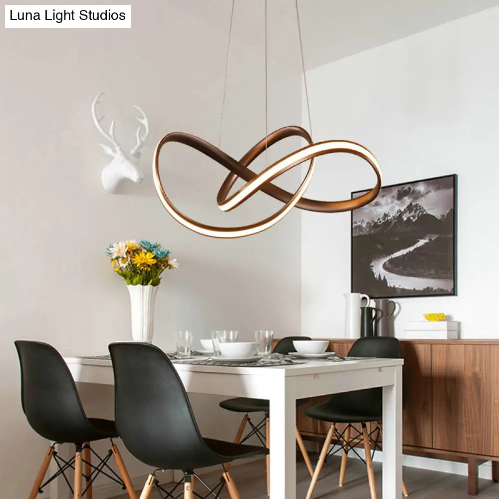 Modern Led Aluminum Pendant Light Fixture For Living Room With Twisting Design