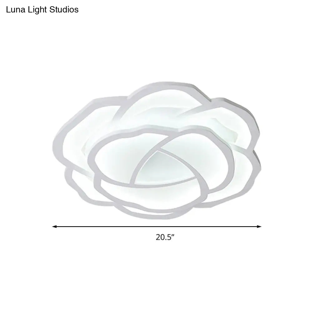 Modern Led Baby Bedroom Flower Ceiling Lamp - Pretty White Flush Light For Nurseries