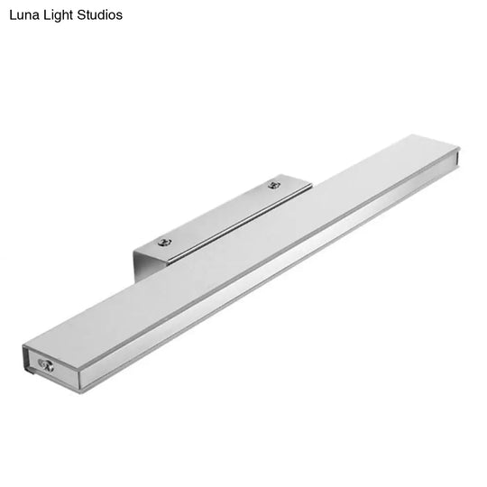 Modern Led Bathroom Vanity Light - Stainless Steel Wall Mount Lamp In White Rectangle Design