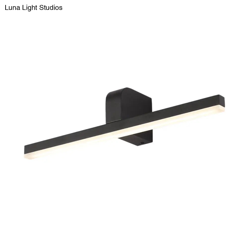 Modern Led Bathroom Vanity Light - Stylish Black/White Wall Lighting With Slender Metal Shade