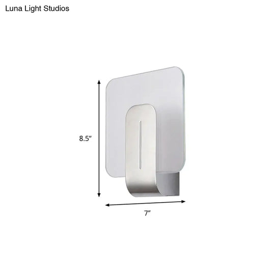 Modern Led Bathroom Wall Sconce With Square Clear Glass Shade - Nickel Finish Warm/White Light