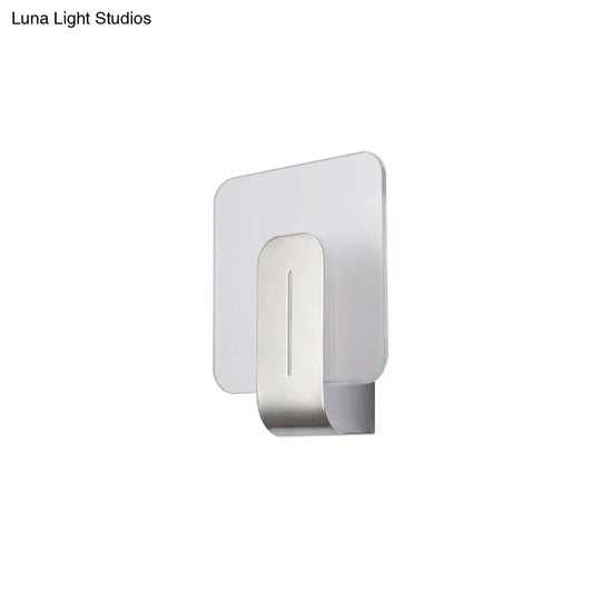 Modern Led Bathroom Wall Sconce With Square Clear Glass Shade - Nickel Finish Warm/White Light