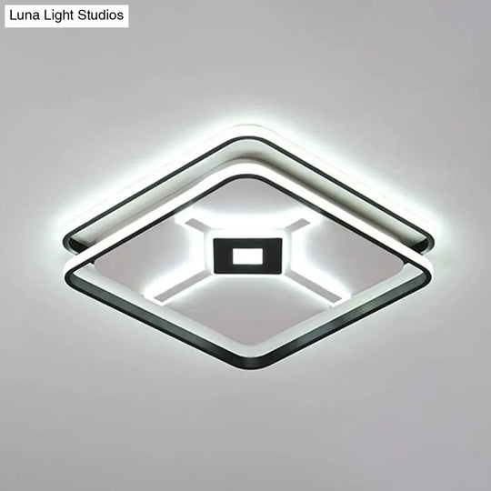 Modern Led Bedroom Ceiling Flush Mount Light Fixture With Acrylic Shade In White/Warm - Black
