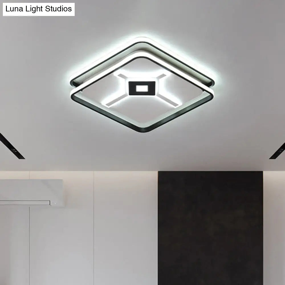 Modern Led Bedroom Ceiling Flush Mount Light Fixture With Acrylic Shade In White/Warm - Black