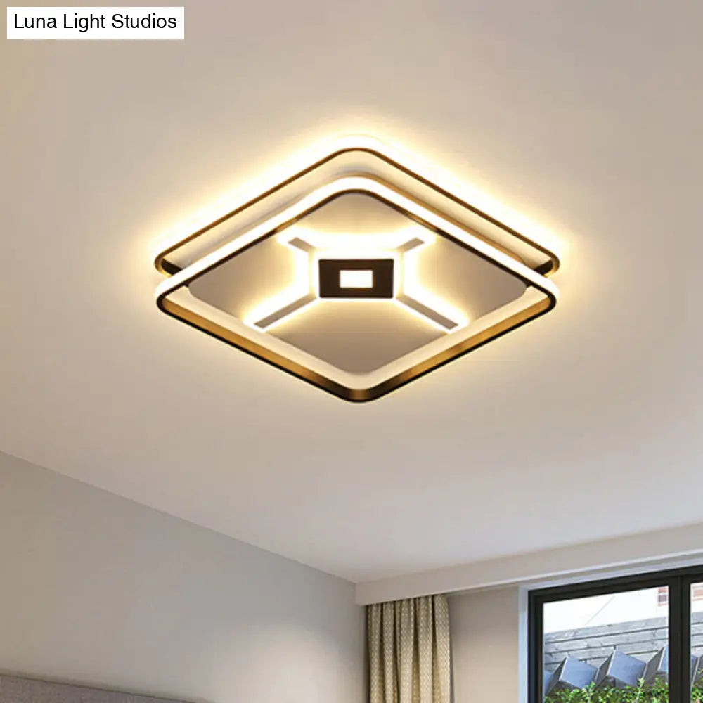 Modern Led Bedroom Ceiling Flush Mount Light Fixture With Acrylic Shade In White/Warm - Black / Warm