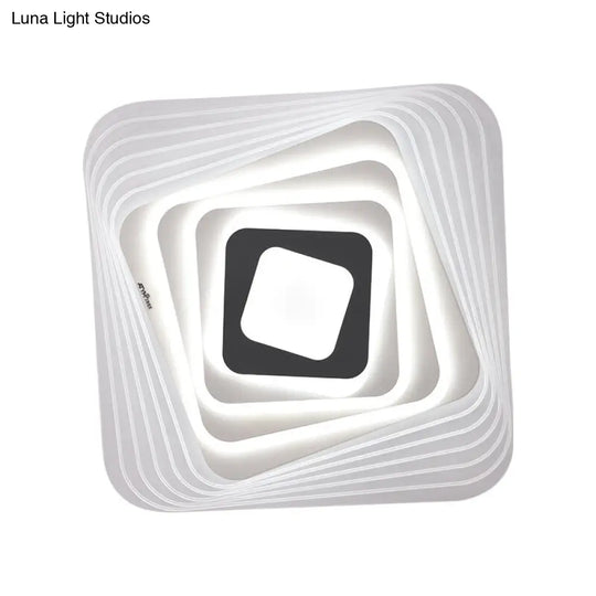 Modern Led Bedroom Ceiling Light: Simplicity White Flush Mount With Acrylic Stacked Shade