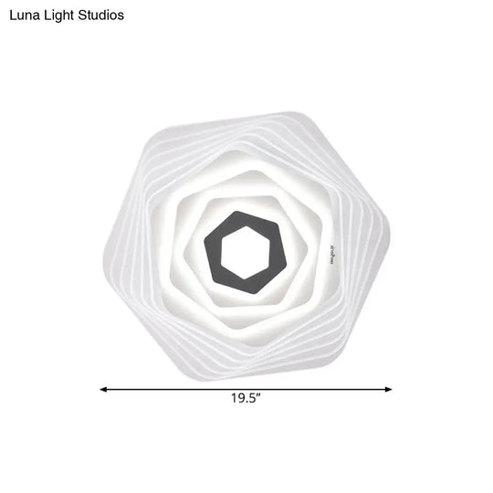 Modern Led Bedroom Ceiling Light: Simplicity White Flush Mount With Acrylic Stacked Shade