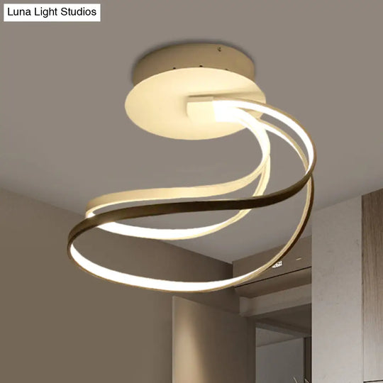 Modern Led Bedroom Ceiling Mount Light With Circle Metal Shade In Warm/White