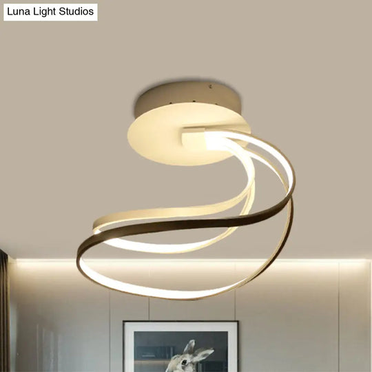 Modern Led Bedroom Ceiling Mount Light With Circle Metal Shade In Warm/White White / Warm