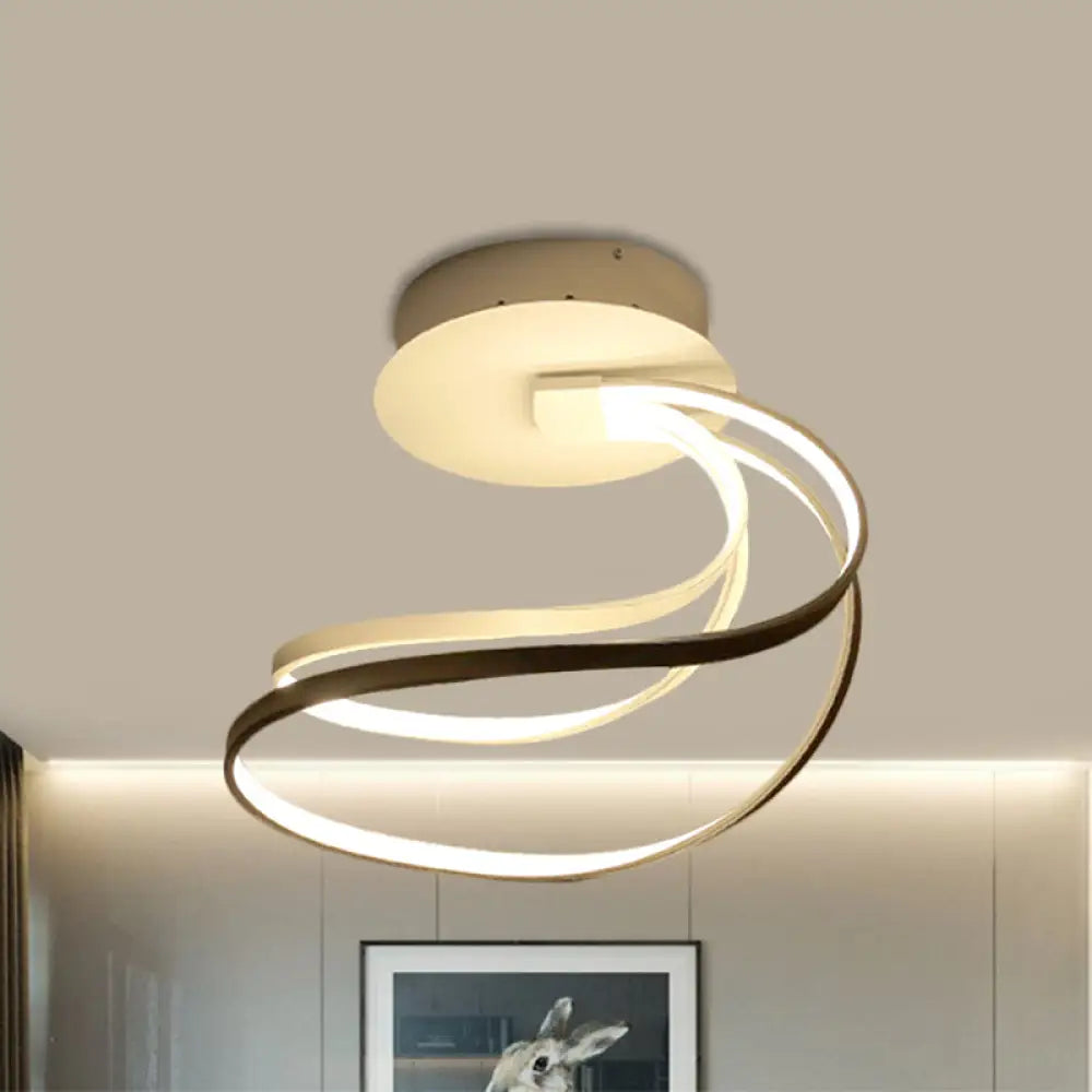 Modern Led Bedroom Ceiling Mount Light With Circle Metal Shade In Warm/White White / Warm