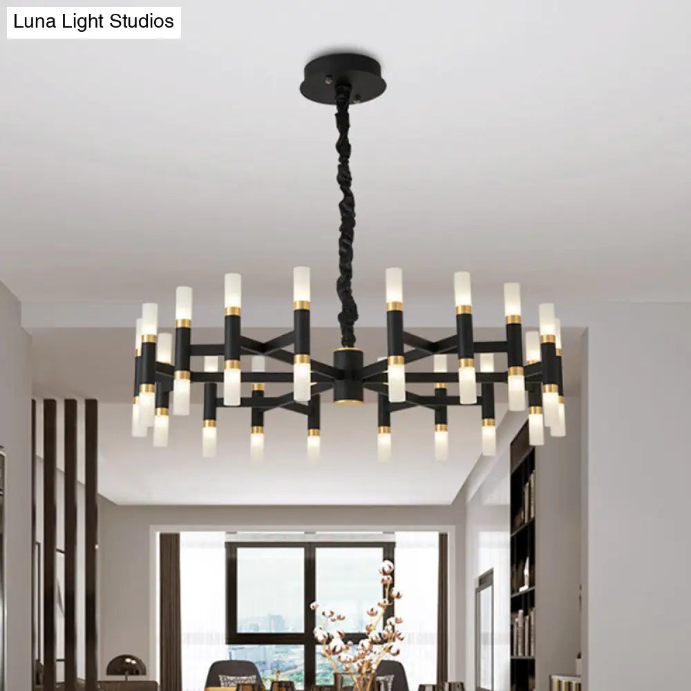 Modern Led Bedroom Chandelier With Iron Shade (24/36/60 Lights) - Black/White Pendant Ceiling Light