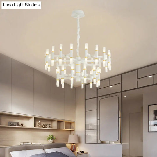 Modern Led Bedroom Chandelier With Iron Shade (24/36/60 Lights) - Black/White Pendant Ceiling Light