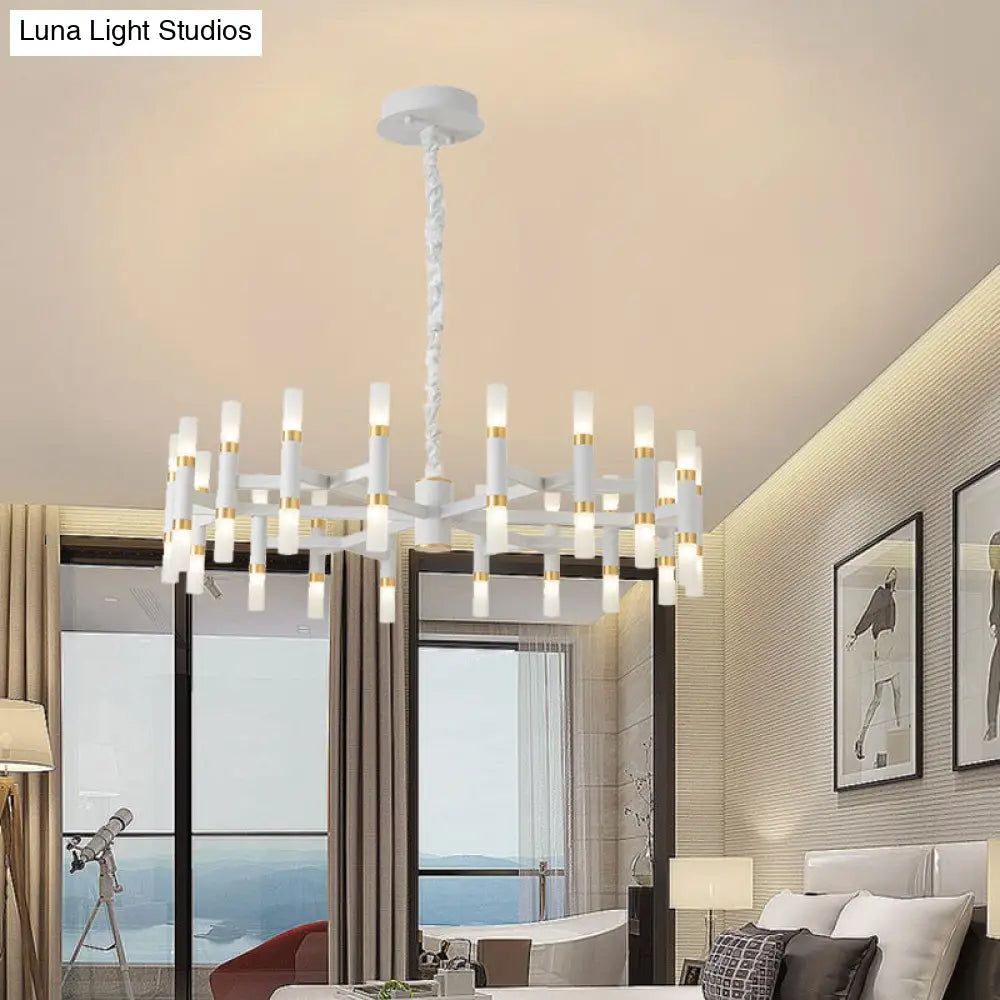 Modern Led Bedroom Chandelier With Iron Shade (24/36/60 Lights) - Black/White Pendant Ceiling Light