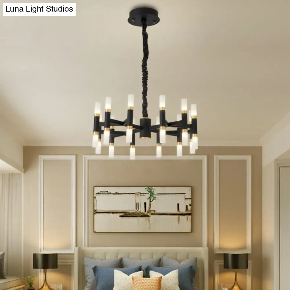 Modern Led Bedroom Chandelier With Iron Shade (24/36/60 Lights) - Black/White Pendant Ceiling Light