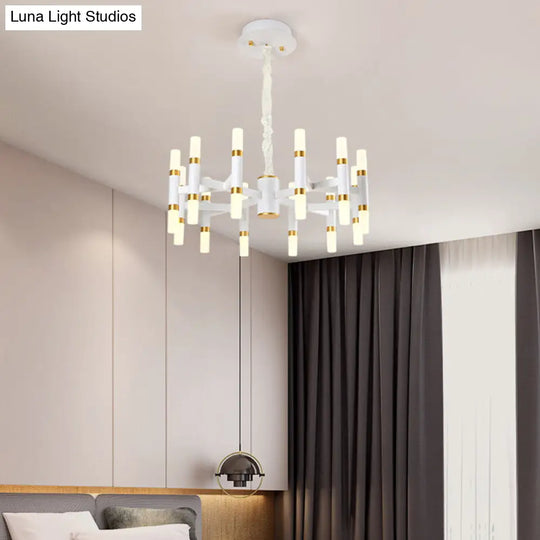 Modern Led Bedroom Chandelier With Iron Shade (24/36/60 Lights) - Black/White Pendant Ceiling Light