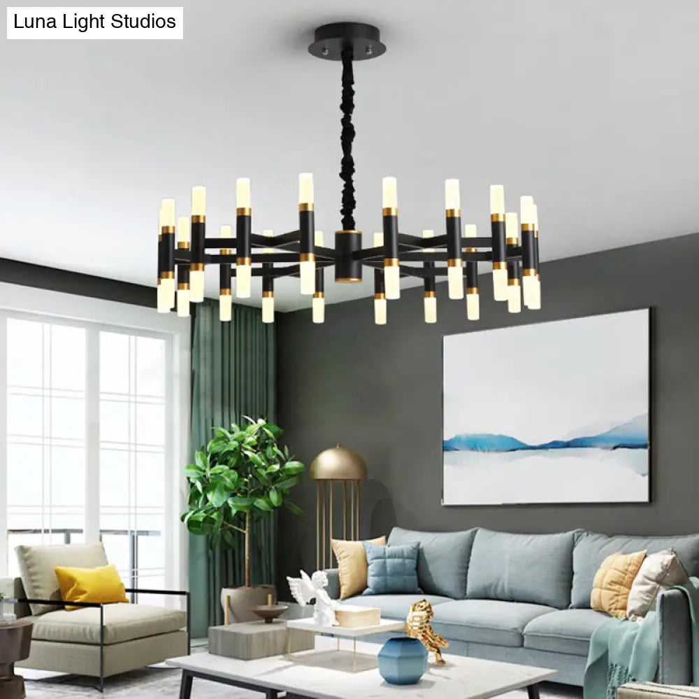 Modern Led Bedroom Chandelier With Iron Shade (24/36/60 Lights) - Black/White Pendant Ceiling Light